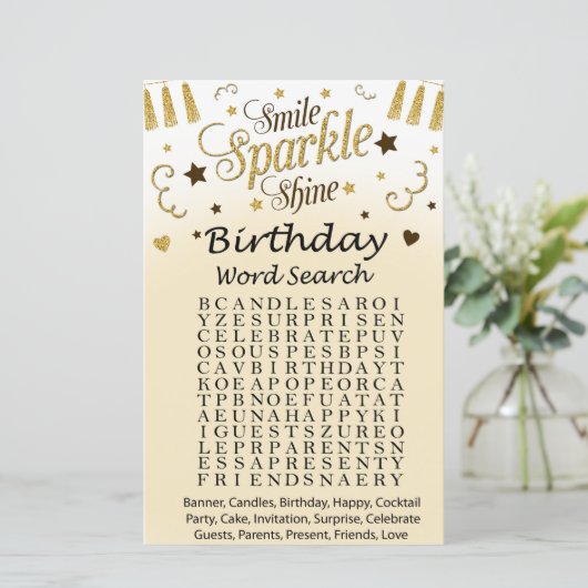 Golden Birthday Word Search Game (Staand voorkant)