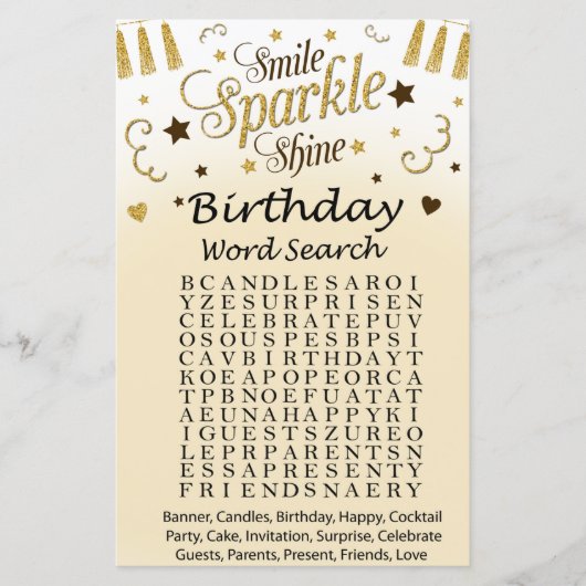Golden Birthday Word Search Game (Voorkant)