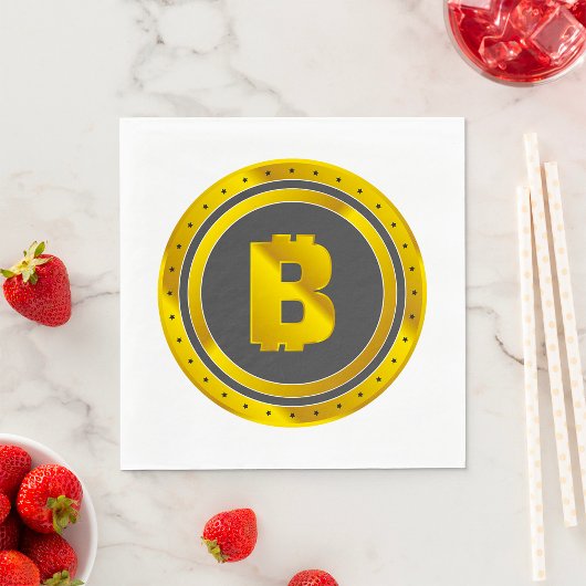 Golden Bitcoin Napkins Servet