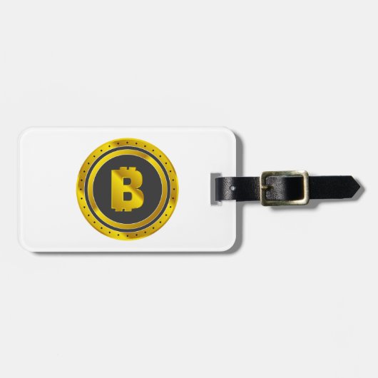 Golden Bitcoin Symbol Digital Currency Bagagelabel (Voorkant horizontaal)
