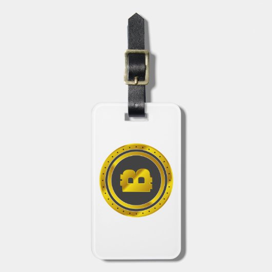 Golden Bitcoin Symbol Digital Currency Bagagelabel (Voorkant verticaal)