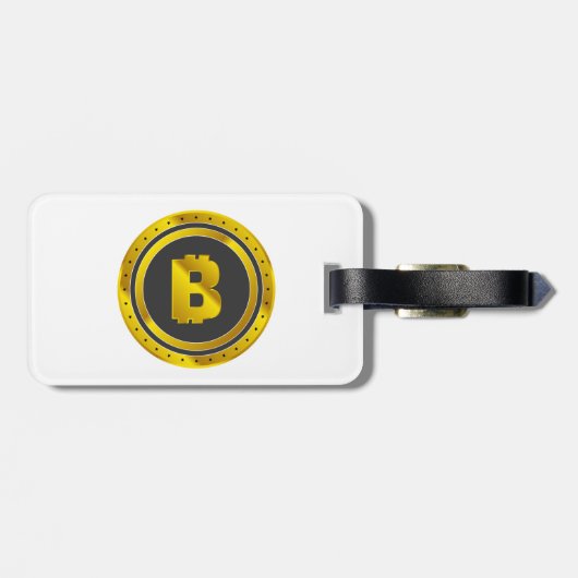 Golden Bitcoin Symbol Digital Currency Bagagelabel (Achterkant horizontaal)