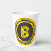 Golden Bitcoin Symbol Digital Currency Papieren Bekers (Voorkant)