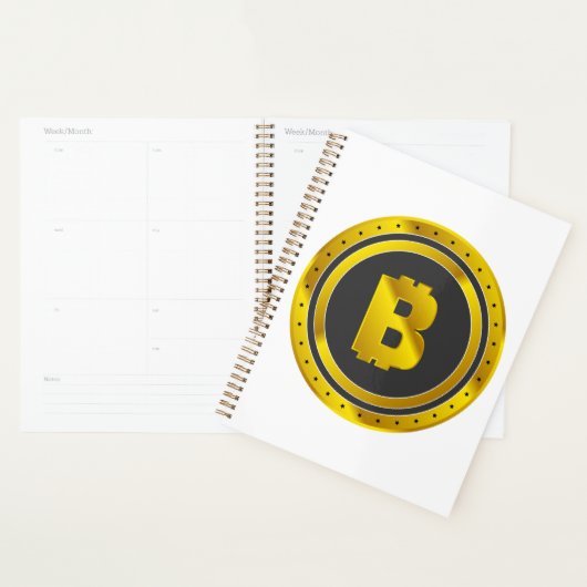 Golden Bitcoin Symbol Digital Currency Planner (Display)