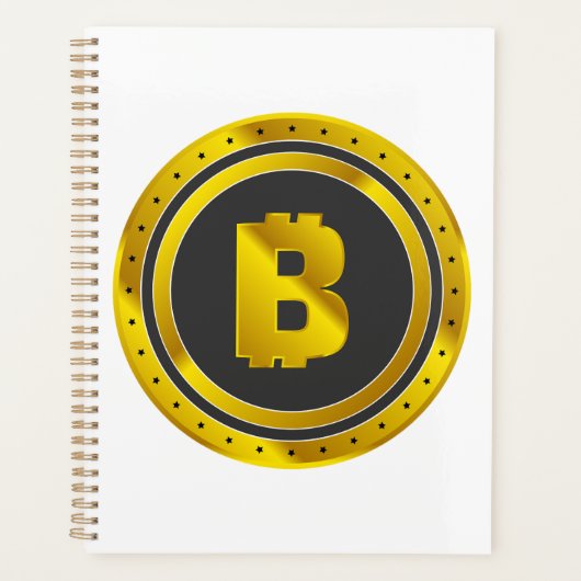 Golden Bitcoin Symbol Digital Currency Planner (Voorkant)