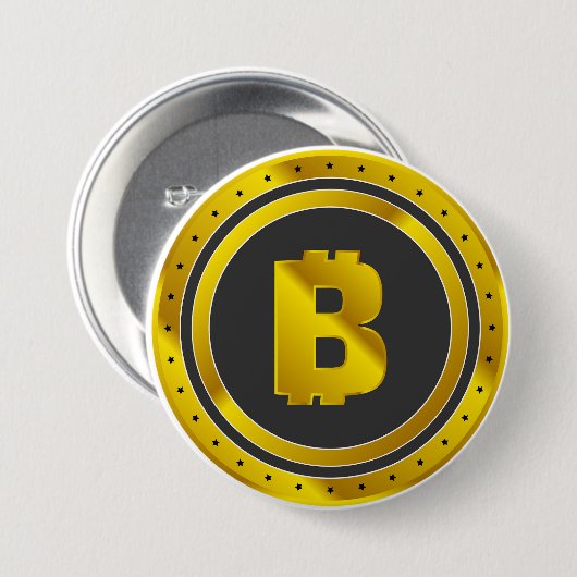 Golden Bitcoin Symbol Digital Currency Ronde Button 7,6 Cm (Voorkant /achterkant)