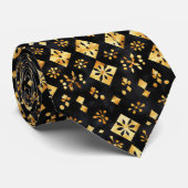 Golden Black Abstract Pattern Stropdas (Opgerold)