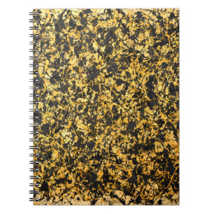 Golden Black Abstract Splatter Notitieboek