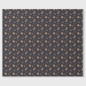 Golden black celestial sun moon galaxy pattern cadeaupapier (Vlak)
