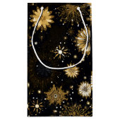 Golden Black Christmas Holiday Gift Bag Klein Cadeauzakje (Achterkant)