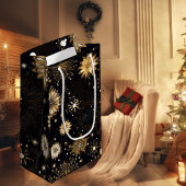 Golden Black Christmas Holiday Gift Bag Klein Cadeauzakje