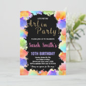 Golden Black Colors Paint Birthday-uitnodigingen Kaart (Staand voorkant)