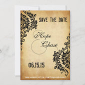 Golden Black Damask Save the Date (Voorkant)