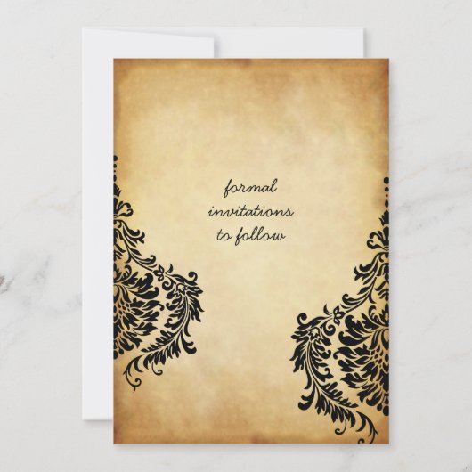 Golden Black Damask Save the Date (Achterkant)