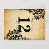 Golden Black Damask Table Number Kaarten (Achterkant)