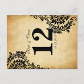 Golden Black Damask Table Number Kaarten (Voorkant)