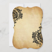 Golden Black Damask Wedding Invitations Kaart (Achterkant)