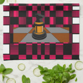 Golden Black Dragon Knight Chess Design 3D Theedoek (Gevouwen)