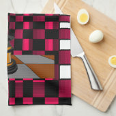 Golden Black Dragon Knight Chess Design 3D Theedoek (Quarter Fold)