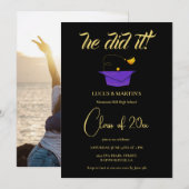 Golden Black Elegant deed het Graduation party Kaart (Voorkant / Achterkant)