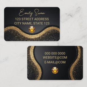 Golden Black Elegant Visitekaartje met Diamond