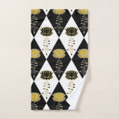 Golden Black en White Lotus Unalome Pattern Bad Handdoek (Handdoek)
