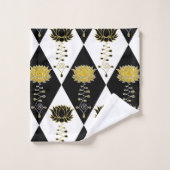 Golden Black en White Lotus Unalome Pattern Bad Handdoek (Wasdoekje)
