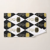 Golden Black en White Lotus Unalome Pattern Bad Handdoek (Handdoek)