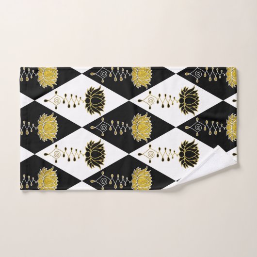 Golden Black en White Lotus Unalome Pattern Bad Handdoek (Handdoek)