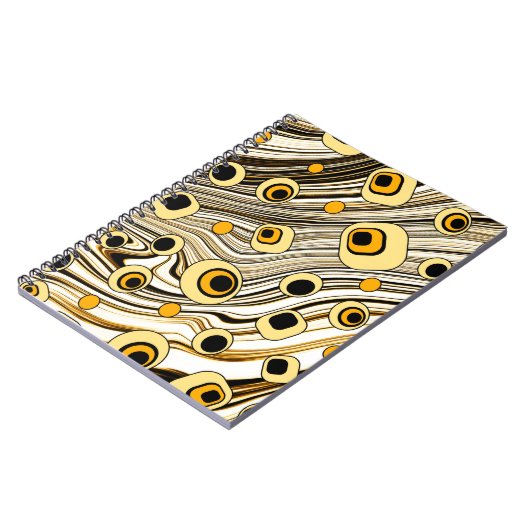 Golden Black en Yellow Retro Style Groovy Art Notitieboek (Linkerzijde)