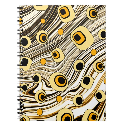Golden Black en Yellow Retro Style Groovy Art Notitieboek (Voorkant)