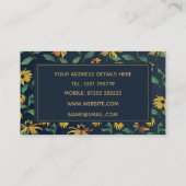 Golden Black-Eyed Daisy Flowers Dark Blue Design Visitekaartje (Achterkant)