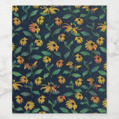 Golden Black-Eyed Daisy Flowers Dark Blue Design Wijn Etiket (Enkel label)