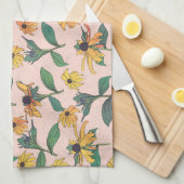 Golden Black-Eyed Daisy Flowers Theedoek (Quarter Fold)