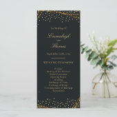 Golden Black Glitter Confetti bruiloft Programmakaart (Staand voorkant)
