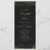 Golden Black Glitter Confetti bruiloft Programmakaart (Voorkant)