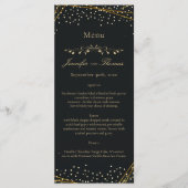 Golden Black Glitter Confetti Wedding Menu (Voorkant)