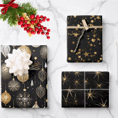 Golden Black Golden Wrapping Paper Sheets Set 7