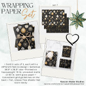 Golden Black Golden Wrapping Paper Sheets Set 7