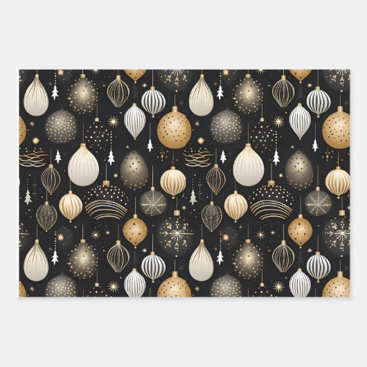 Golden Black Golden Wrapping Paper Sheets Set 7 (Voorkant)