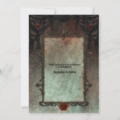 Golden Black Gothic Mirror Lijst Halloween Wedding Kaart (Achterkant)