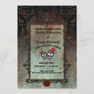 Golden Black Gothic Mirror Lijst Halloween Wedding Kaart