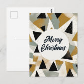 Golden Black Holiday Tree Vrolijke Kerstgroet Briefkaart (Voorkant / Achterkant)