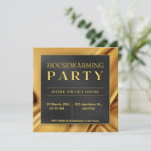 Golden Black Housewarming Party uitnodiging (Staand voorkant)