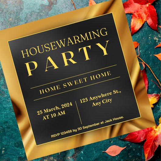 Golden Black Housewarming Party uitnodiging