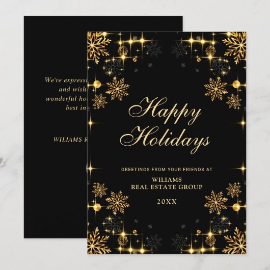 Golden Black Kerstornament Corporate Greeting Feestdagenkaart (Voorkant / Achterkant)