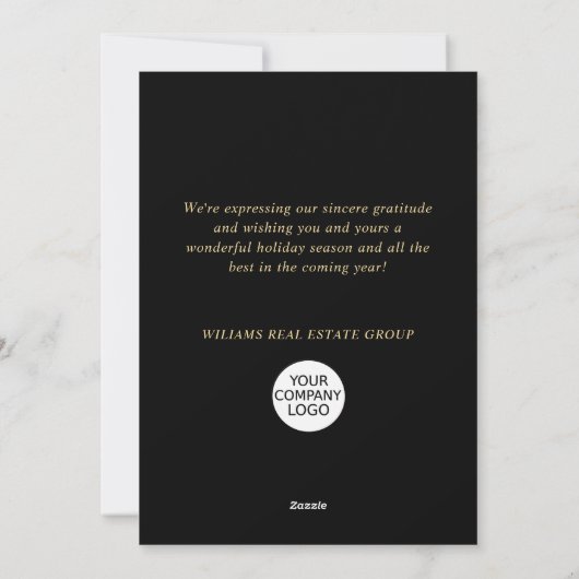 Golden Black Kerstornament Corporate Greeting Feestdagenkaart (Achterkant)