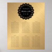 Golden Black Lace Circle Wedding Seding Chart Poster (Voorkant)