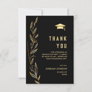 Golden Black Modern Afstuderen Bedankkaart