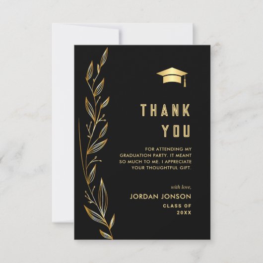 Golden Black Modern Afstuderen Bedankkaart (Voorkant)